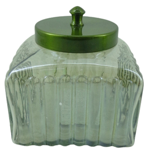 Home Decorative Metal & <b>Glass</b> Jar With Lid Green Transparent PC <b>Container</b> Jar for Table Top Kitchenware Decoration - Product Image 4
