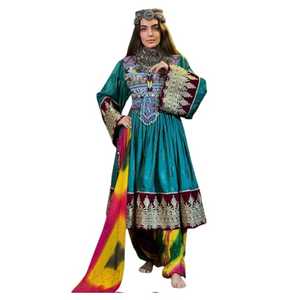 Afghan kuchi Banjara ชุดเดรสผ้าปักลายดอกไม้ทันสมัยกระดุมแข็ง - Product Image 1