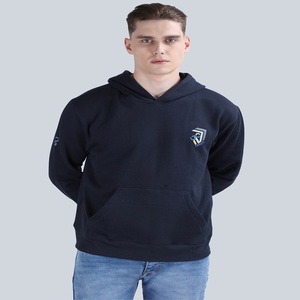 Sweat à capuche surdimensionné et décontracté en polaire pour hommes, logo uni, imprimé avec fermeture à glissière sur le devant, sweat à capuche en poly coton vierge, vente de stock - Product Image 1