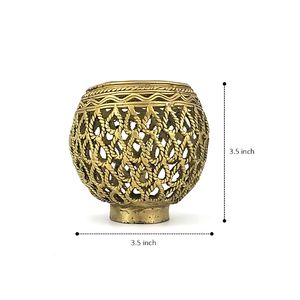 3-Inch Brass Metal Square Golden Card <b>Pen</b> Holder Bulbous Shape Ornate Desk - Product Image 5
