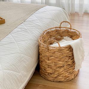 Cesta de almacenamiento de mimbre tejido de bambú de alta calidad de tamaño personalizado manijas ropa para el hogar agua Jacinto cesta de lavandería para organización - Product Image 3