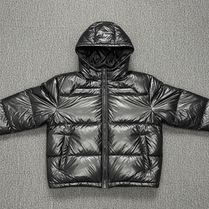 Chaquetas acolchadas de invierno de poliéster brillante para hombre, chaqueta acolchada de algodón cálida con logotipo impreso personalizado, ropa informal hecha a medida - Product Image 2