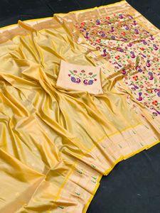 Sari de Seda Paithani de Organza Suave con Hermoso Borde y Diseño Paithani para Mujer - Product Image 2