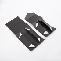 Boîte cadeau en carton velours noir en stock, design pliable à rabat, couleur unie, découpes de qualité supérieure, vente en gros