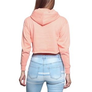 Sudadera con capucha corta personalizada para mujer 350 GMS, Jersey informal recortado de gran tamaño, sudadera de Color bloqueado, invierno, longitud corta, con capucha 3D - Product Image 4