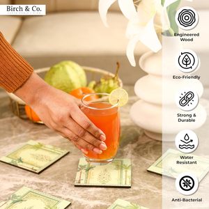 Elegante juego de posavasos de madera con acabado liso, ideal para comedores, cafeterías, oficinas y para regalar. - Product Image 5