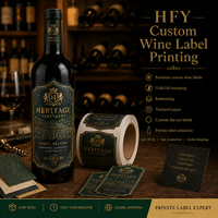 Étiquettes de vin personnalisées, dorées à chaud, gaufrées, autocollantes, imperméables, en rouleau, sur papier texturé, pour emballage de bouteilles, étiquettes découpées sur mesure, marque privée