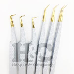 Vente en gros Pince à épiler en acier inoxydable Pince à cils droite pour extensions de cils Pointe inclinée Logo MINK et emballage durable - Product Image 3