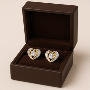 Pendientes de diamantes cultivados en laboratorio VVS, Oro Sólido de 18 quilates, 0,78 quilates, certificado TCW IGI, diseño en forma de corazón ahuecado, tachuelas de diamantes sintéticos - Product Image 1