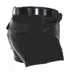 Shorts en cuir de qualité supérieure pour hommes, en cuir véritable, avec sangles latérales, rembourrés, design unique et tendance, shorts en cuir pour hommes - Product Image 2