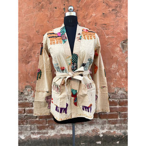 100% coton Animal Cut Work Jacket Style Kantha Jacket Multi-Color Handmade Ethnic Printed Designer - Product Image 5