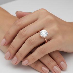 Anillo de Compromiso Solitario para Mujer con Diamante Cultivado en Laboratorio y Halo Oculto, Oro de 10K, 14K, 18K, Certificado IGI de Lujo - Product Image 2