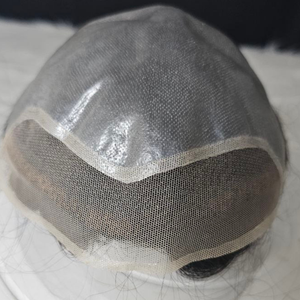 Perruque en dentelle frontale BIO Skin pour homme, cheveux vierges Remy indiens, 6 pouces, dentelle française 1 pouce, dos en PU 8x10 pouces, densité 100-130%, 0,02-0,10 mm, lisse - Product Image 5