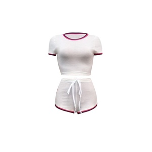 Women's Breathable Quick Dry 2-Piece <b>Yoga</b> <b>Set</b> with Solid Pattern Custom Logo Front Mid Waist Elastic Closure Short Border Lining - Product Image 4