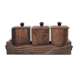 ภาชนะไม้และชุดขาตั้งสำหรับชากาแฟและน้ำตาลโถเครื่องปรุงอาหารและเครื่องเทศสำหรับเสิร์ฟน้ำตาลและกระดาษ - Product Image 3