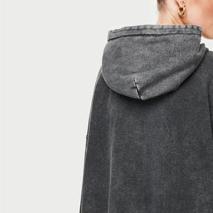 Sudadera con capucha extragrande con cremallera, lavado ácido, estilo vintage, de tejido grueso, con efecto lavado a la piedra, logotipo personalizado, unisex, estilo streetwear, hombros caídos - Product Image 6