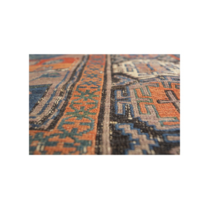 Alfombra de Lana Estilo Kilim Nayaab Azul, 9x12, Gran Tamaño, Hecha a Mano, 10mm de Grosor, Rectangular, Geométrica, para Entrada del Hogar-PAEM-1435 - Product Image 3