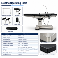Table d'opération électrique avec double commande, six fonctions, surface radiolucente, capacité 180 kg