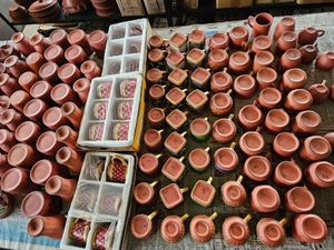 Taza de cerámica Vintage cuadrada portátil reutilizable de gran capacidad, té de café decorado a mano, nuevo diseño tradicional de exportador indio - Product Image 5