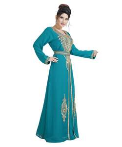 Robe marocaine islamique caftan plage fantaisie moderne étage longueur manches longues pour les femmes - Product Image 3