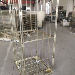 धातु गोदाम तार जाली ढाले गल्वेनाइज्ड बड़े भंडारण लॉन्ड्री पहियों के साथ पहियों के साथ - Product Image 2