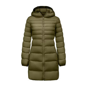 Chaqueta acolchada para mujer con capucha de manga larga con cremallera gruesa Casual Color sólido impermeable Logo poliéster - Product Image 1