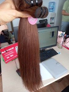 ผมต่อหนังศีรษะคนจากกัมพูชาผมธรรมชาติแท้สีน้ำตาลตรงสำหรับผมหางม้าฟูลเลอร์เพิ่มความแน่นของคุณ - Product Image 6