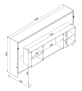 Cama Murphy LATINO de Estilo Moderno, 1 Plaza, con Escritorio Integrado, Lista para Armar, Tablero de Partículas Blanco, Acabado Plegable con Papel Metalizado, Diseño Brasileño - Product Image 4