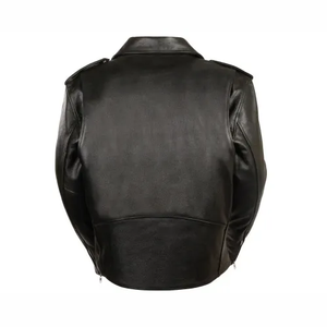 Blouson de moto d'hiver pour homme en cuir de vachette de qualité supérieure, personnalisé, avec techniques de broderie, col rond, réversible, coupe-vent, finition soignée - Product Image 4