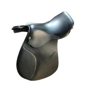 Sillín de doma inglés de cuero DD Premium negro genuino de la mejor calidad, asiento acolchado con tachuelas blancas, asiento suave inspeccionado Doble - Product Image 1