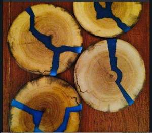 ชุดที่รองแก้วไม้และเรซินอีพ็อกซี่เครื่องจักร GARDEN-THEMED ถาดรองแก้วแบบทันสมัย - Product Image 2