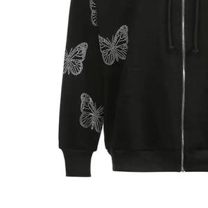 Nouveauté : sweat à capuche zippé brodé avec strass, polaire personnalisé, unisexe, haute qualité, prix abordable, vêtements décontractés, manches régulières - Product Image 5