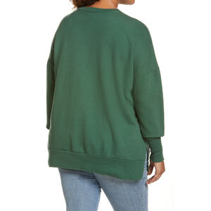 Sweat-shirt à col rond unisexe en coton coréen lourd à manches longues taille américaine vêtements surdimensionnés personnalisés insigne décoration pour femmes - Product Image 2