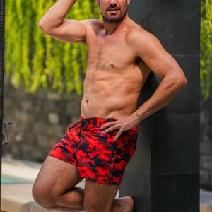 New arrival <b>Men's</b> Casual Customized Printed Elastic Waist Drawstring Board <b>Shorts</b> with Zip Pocket 100% Polyester Quick Dry - Product Image 5