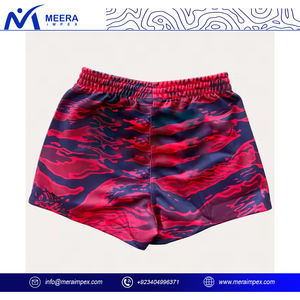 กางเกงขาสั้นเอวสูงปานกลางเอว100% ผ้าโพลีเอสเตอร์มีกระเป๋ากางเกงขาสั้นพิมพ์ซับลิเมชันออกแบบใหม่ตามต้องการ - Product Image 3