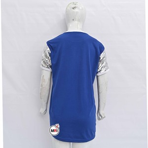 T-shirt décontracté à paillettes bleu jaune pour l'été à manches courtes SGR Lettre grecque Sororité Fraternité Graduation Party Logo 3D Design - Product Image 5