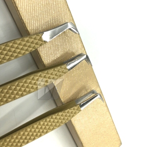Pince à épiler d'extension de cils japonaise en acier inoxydable à 90 degrés personnalisée Diamond Grip Pointed Fiber Volume Tip Sustainable Golden - Product Image 3