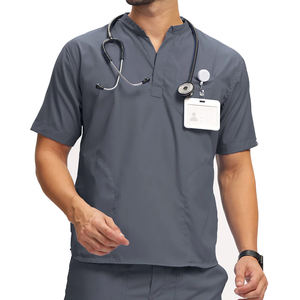 Top médico con cuello en V para Hombres: uniforme de hospital, uniformes de enfermería, juego de uniformes quirúrgicos con paneles de malla y cuatro bolsillos - Product Image 5