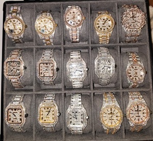 Prêt à expédier Stock montres à Quartz en acier inoxydable affichage analogique Moissanite montre laboratoire diamant VVS glacé montre diamant - Product Image 6