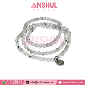 Superior Quality Wholesale Round Gemstone Handmade Rainbow Moonstone Crystals Beaded Mala <b>Bracelet</b> for <b>Healing</b> and Meditation - Product Image 4