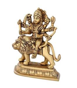 รูปปั้นทองเหลืองขัดเงา Durga Ma Idol Mata Mata Mata Mura Mura Murti รูปเสือ astadhatu รูปปั้นทองเหลืองพิมพ์ลายสไตล์ทางศาสนา - Product Image 3