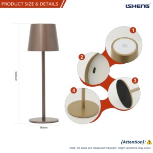 Hiện đại Nordic sắt Led Bàn đèn 3000-6500K điều khiển cảm ứng Type-C Pin thân thiện với môi đơn giản bán buôn - Product Image 3