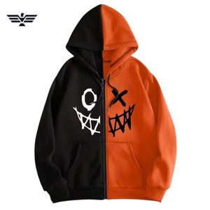 2025 nuevo estilo hombres 100% algodón estampado Sudadera con capucha temporada de invierno mueca estampado personalizado cremallera patrón sólido otoño Zip - Product Image 5