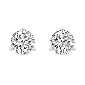 Juego de pendientes Martini con diamantes cultivados en laboratorio, redondos, 1 quilate en total, color F-G, claridad VS, tres puntas, oro de 14 quilates, para uso diario, idea para ella. - Product Image 2