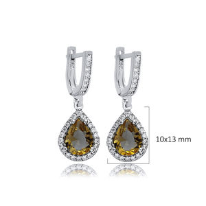 Pera diseño sultanita geométrico pendientes colgantes gota piedra venta al por mayor joyería hecha a mano 925 joyería de plata - Product Image 2