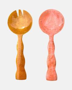 Ensemble de cuillères à salade en résine marbrée verte en gros, vaisselle de cuisine, ustensiles de service alimentaire, fournisseur d'usine personnalisé, outils à main - Product Image 3