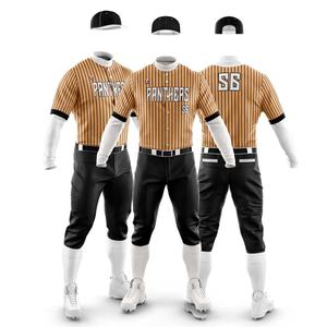 Camisetas de béisbol de tela de malla de poliéster personalizadas para jóvenes, ropa deportiva de diseño rayado liso, conjuntos de uniformes de béisbol con logotipo personalizado - Product Image 1