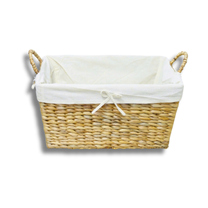 Cesta de almacenamiento de jacinto de agua de bambú de ratán de algas marinas Premium con 2 asas duradera y ligera - Product Image 1