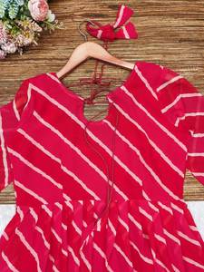 Memperkenalkan Setelan Kurti Georgette Sutra Leheriya Baru Kami untuk Wanita - Pakaian Tradisional untuk Pesta & Kantor Sehari-hari Berbagai Warna - Product Image 6