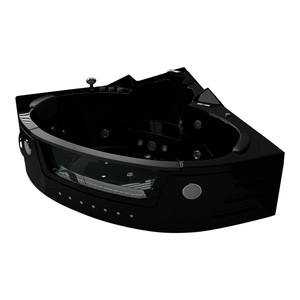 Baignoire Spa Intérieure Whirlpool VILLA CARLOTTA, Baignoire d'Angle Noire 1530 X 1530 mm, Éclairage LED, Design Luxueux Portable pour 1 Personne - Product Image 5